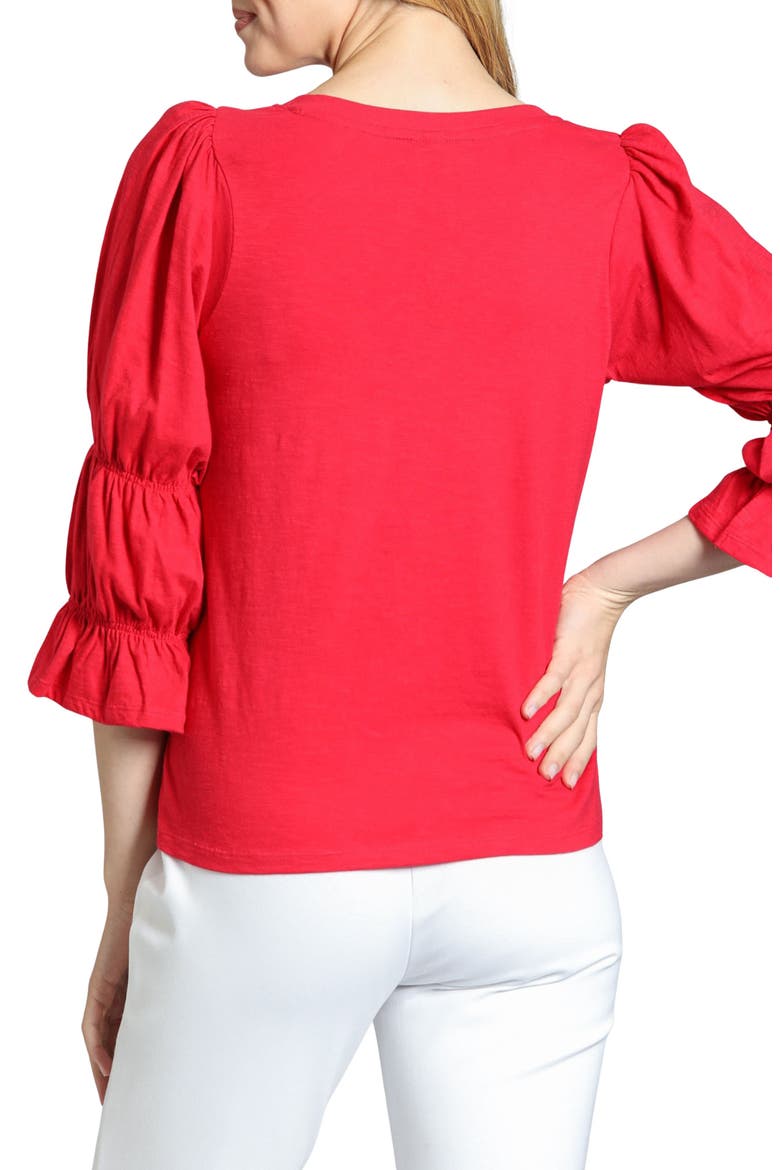 Renaissance Sleeve Cotton Slub Top, Alternate, color, ROCCO RED