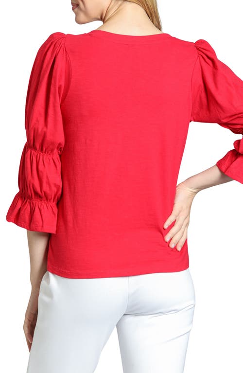 Apny Renaissance Sleeve Cotton Slub Top In Rocco Red