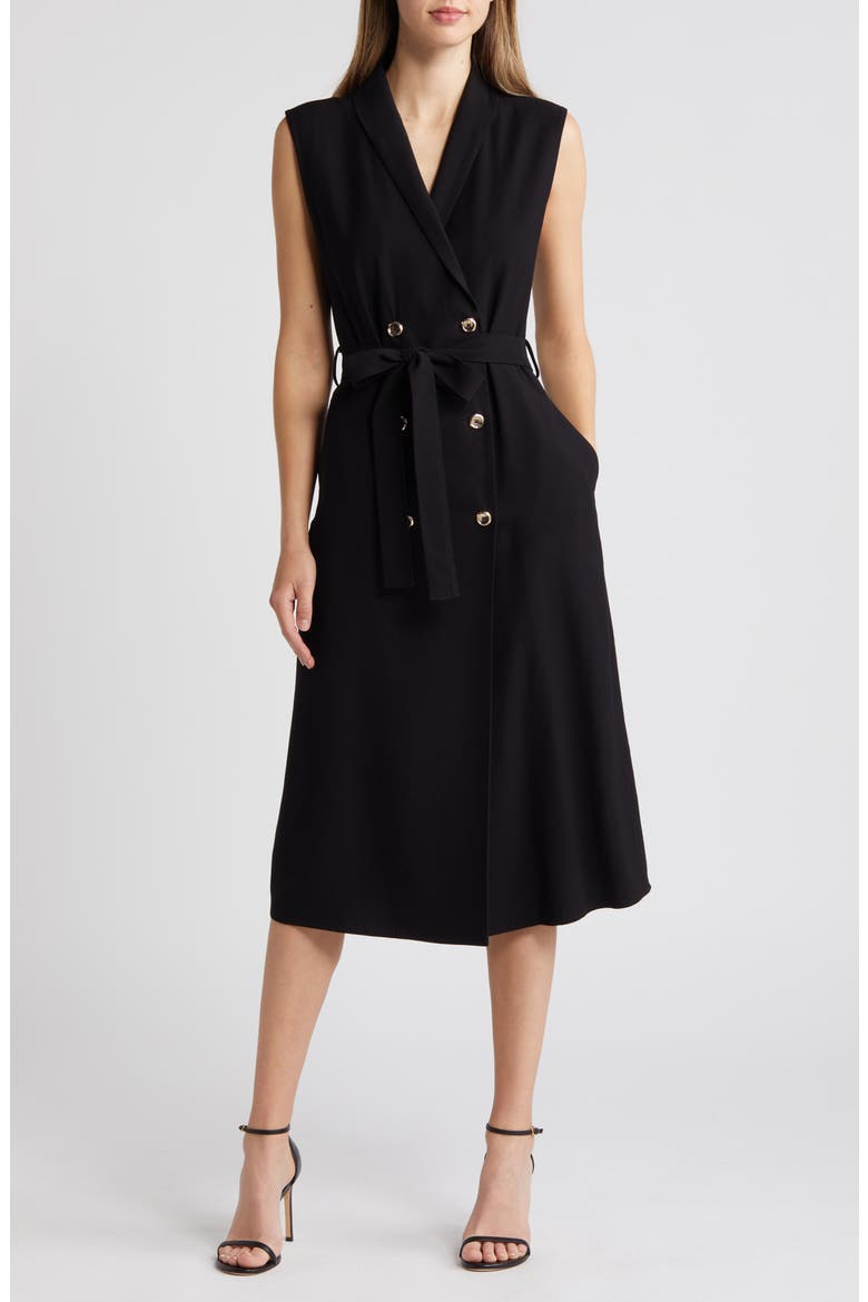 Double Breasted Midi Blazer Dress, Main, color, BLACK