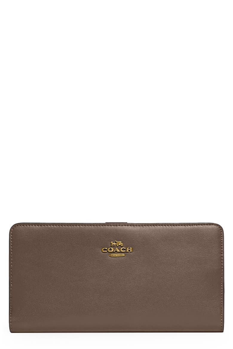 Skinny Leather Wallet, Main, color, B4/ DARK STONE