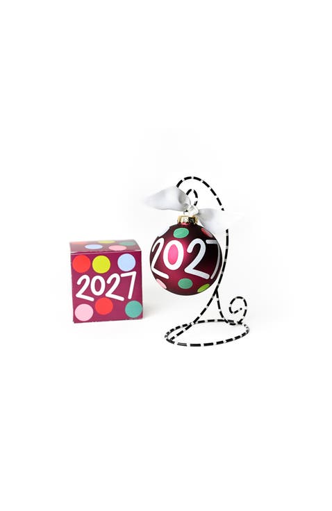 2027 Glass Ornament with Black And White Stand