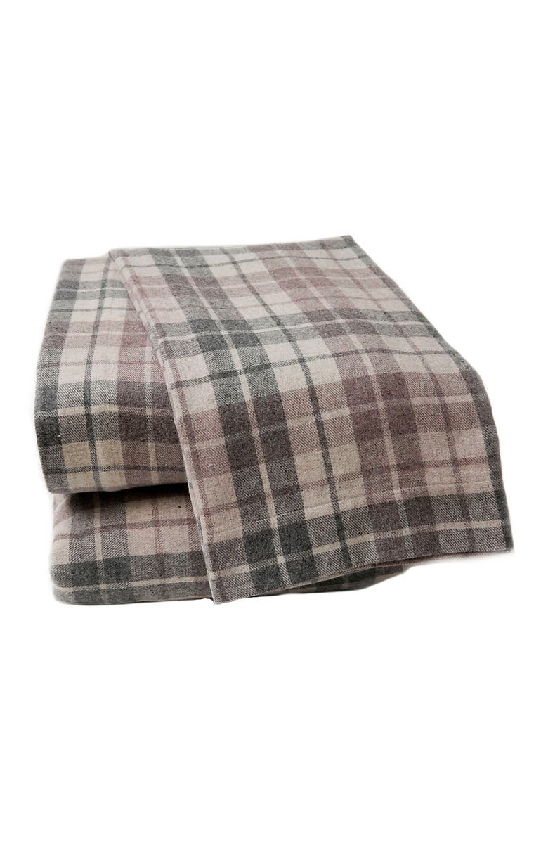 BELLE EPOQUE British Peach Plaid Sheet Set, Main, color, 