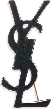 Saint Laurent Leather Covered Cassandre Brooch