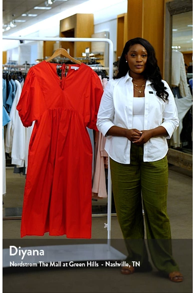 Puff Sleeve Bow Tie Midi Dress video