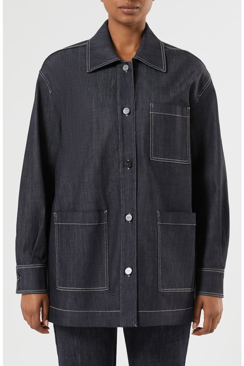 Charme Stretch Cotton Shirt Jacket, Main, color, NAVY