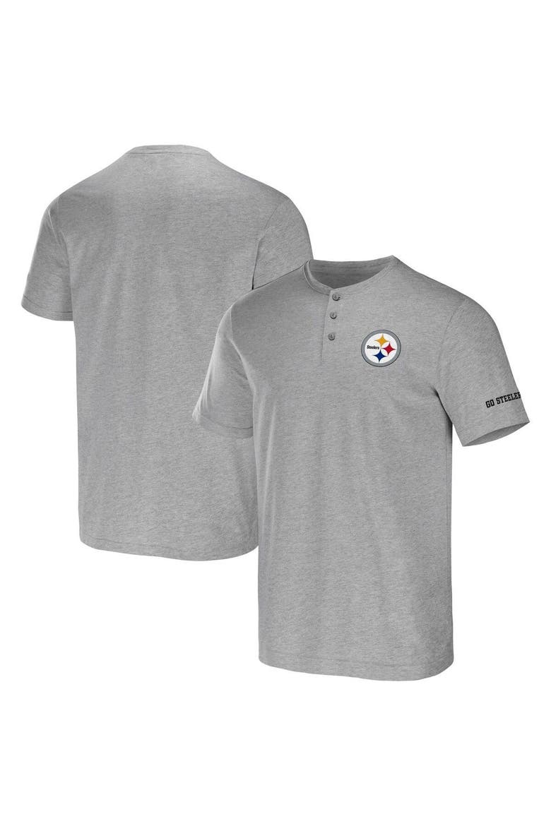 Men's NFL x Darius Rucker Collection by Fanatics Heather Gray Pittsburgh Steelers Henley T-Shirt, Main, color, Heather Gray