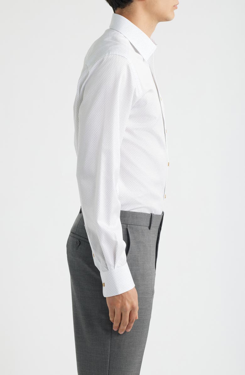 David Donahue Trim Fit Neat Cotton Twill Dress Shirt, Alternate, color, White/ Dune