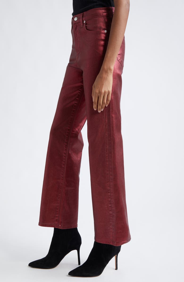 Veronica Beard Crosbie High Waist Wide Leg Metallic Pants, Alternate, color, Burgundy