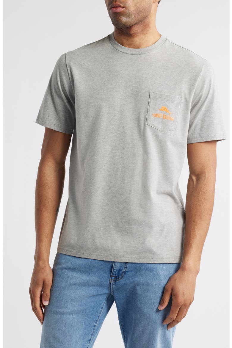 Fetchin' Waves Graphic Pocket T-Shirt, Main, color, GREY HEATHER