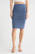 Renee C Ruched Stretch Modal Midi Skirt