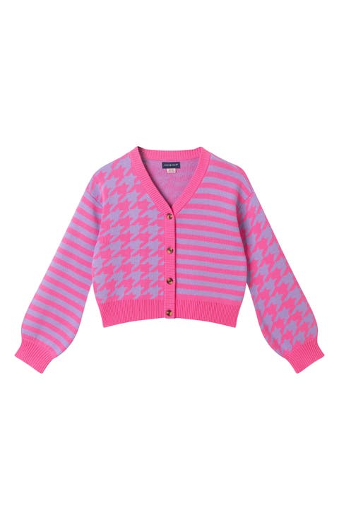 Kids' Houndstooth Stripe Cotton Cardigan (Big Kid)
