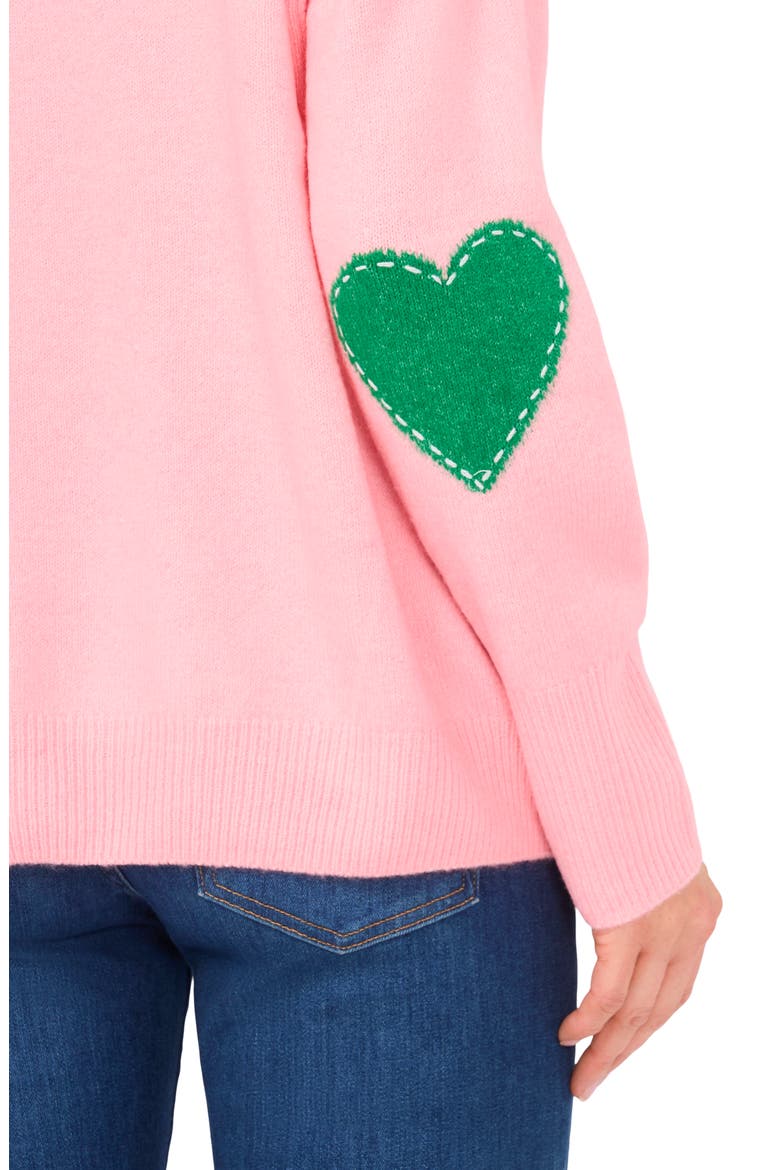Heart Elbow Patch Sweater, Alternate, color, PRISM PINK