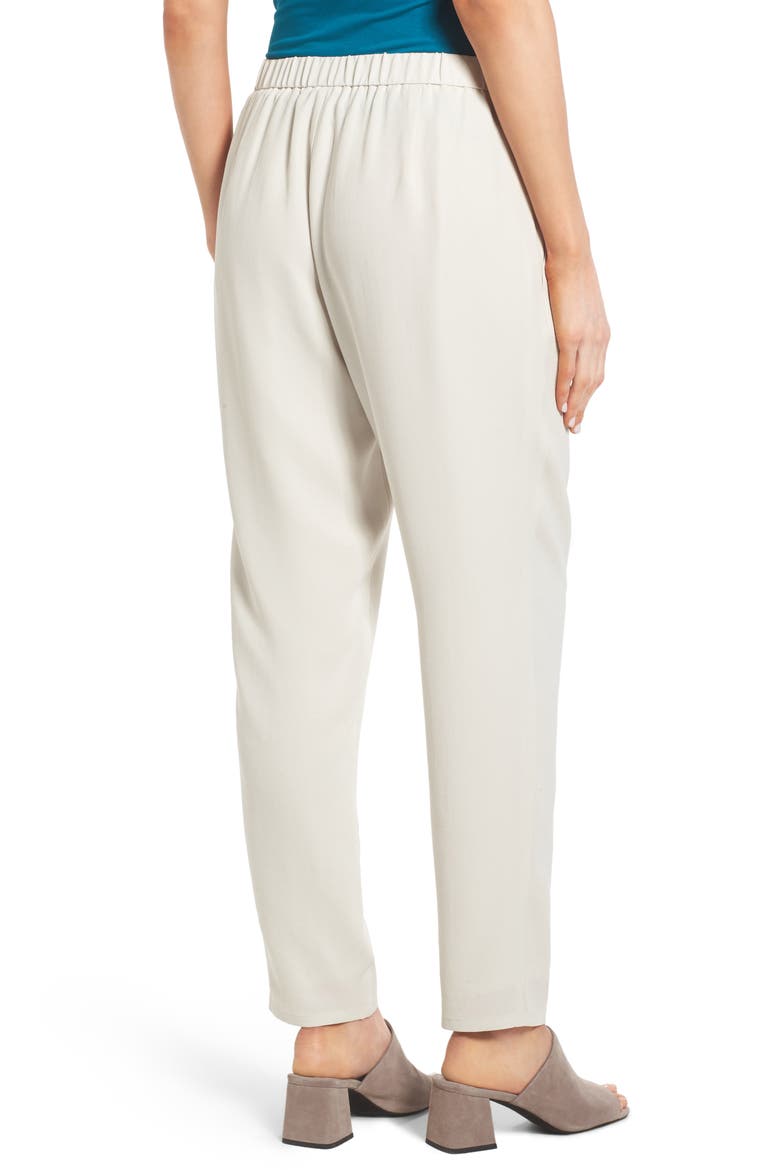 Slouchy Silk Crepe Ankle Pants, Alternate, color, BONE