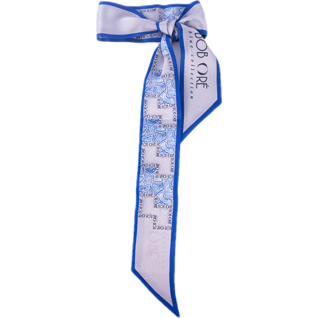 Bob Oré Blue Collection Twilly Silk Scarf In Blue