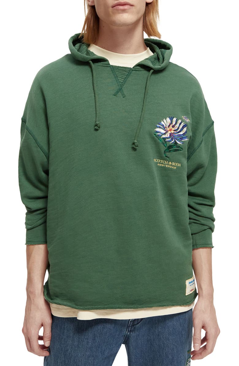 Scotch & Soda Sakura Embroidered Organic Cotton Hoodie, Main, color,