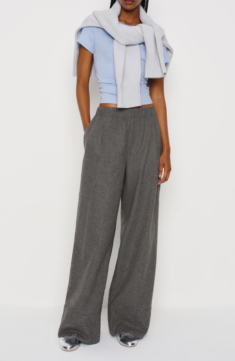 Reformation Fernando Wide Leg Pants, Alternate, color, Grey Wool