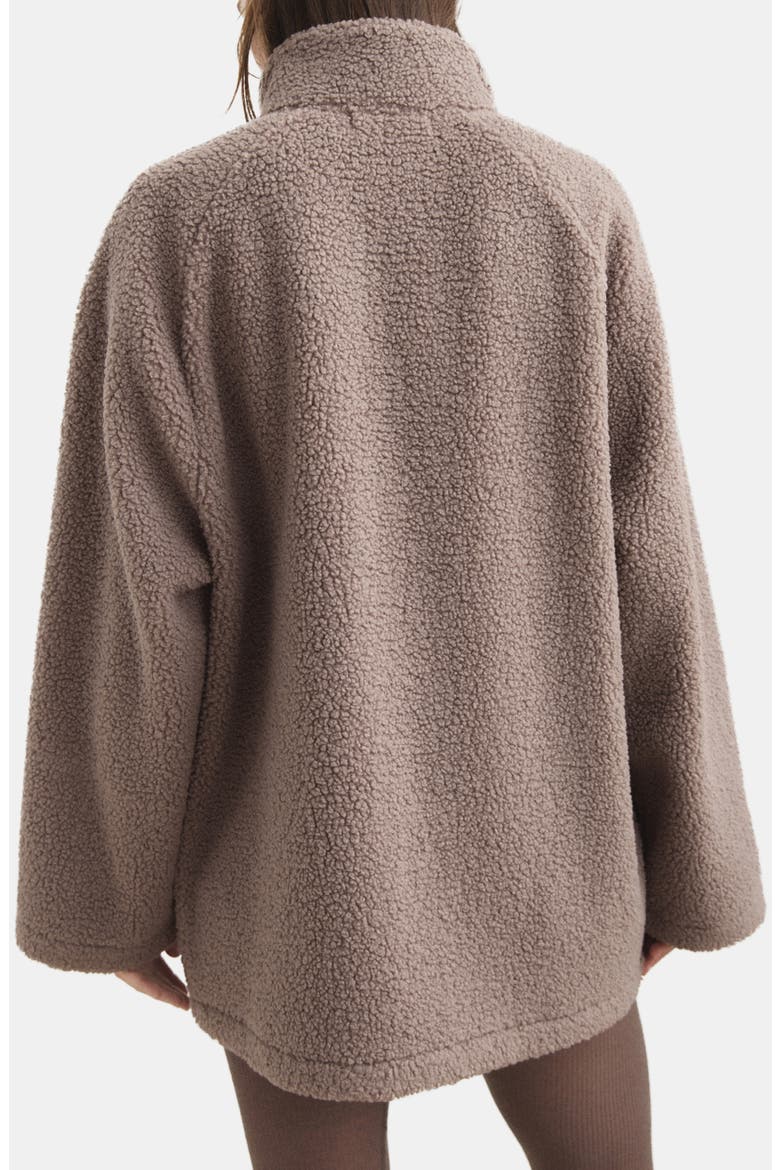 Textured Fleece Cardigan, Alternate, color, BROWN