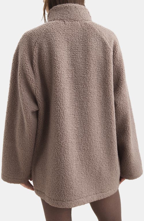Mango Textured Fleece Cardigan In Brown