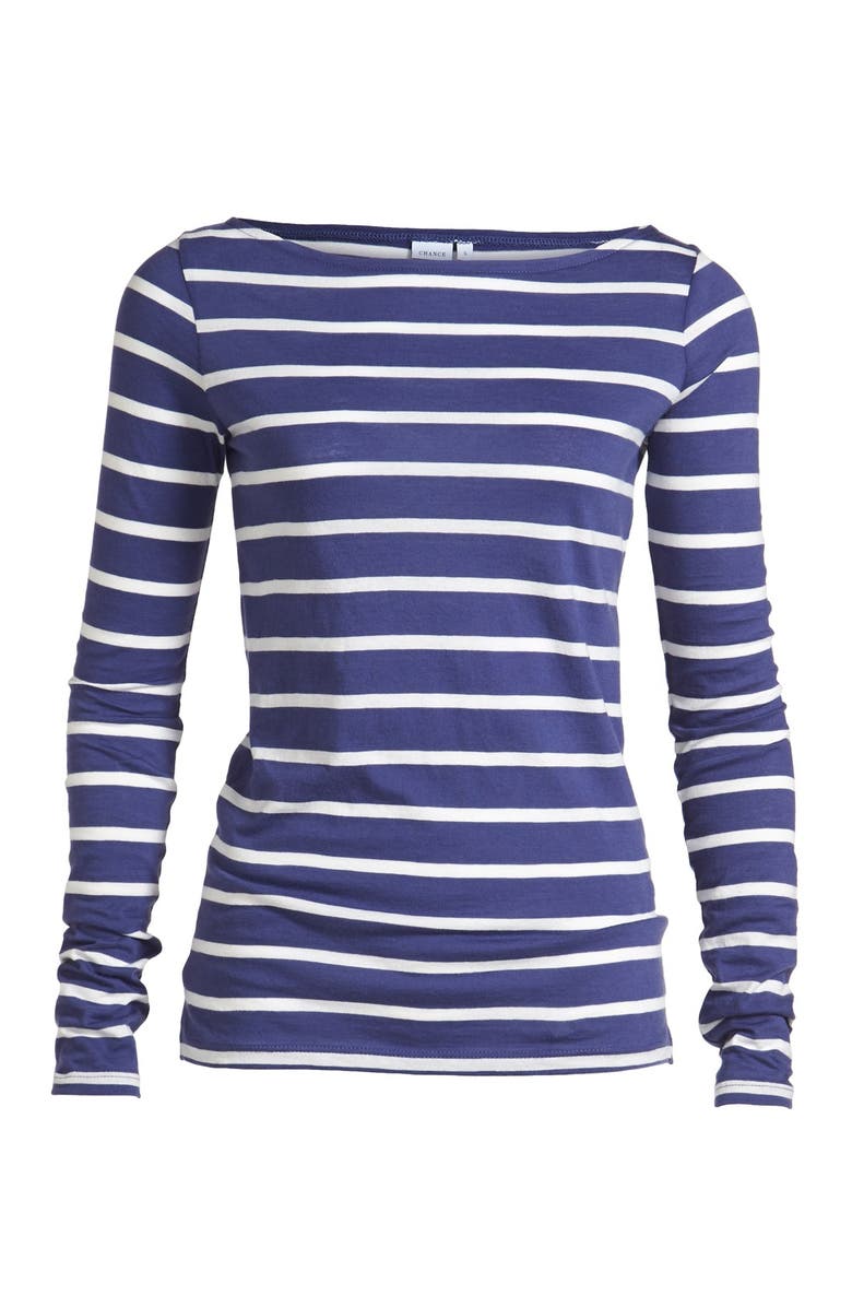 CHANCE 'Cali' Stripe Pima Cotton Boatneck Tee, Main, color, 