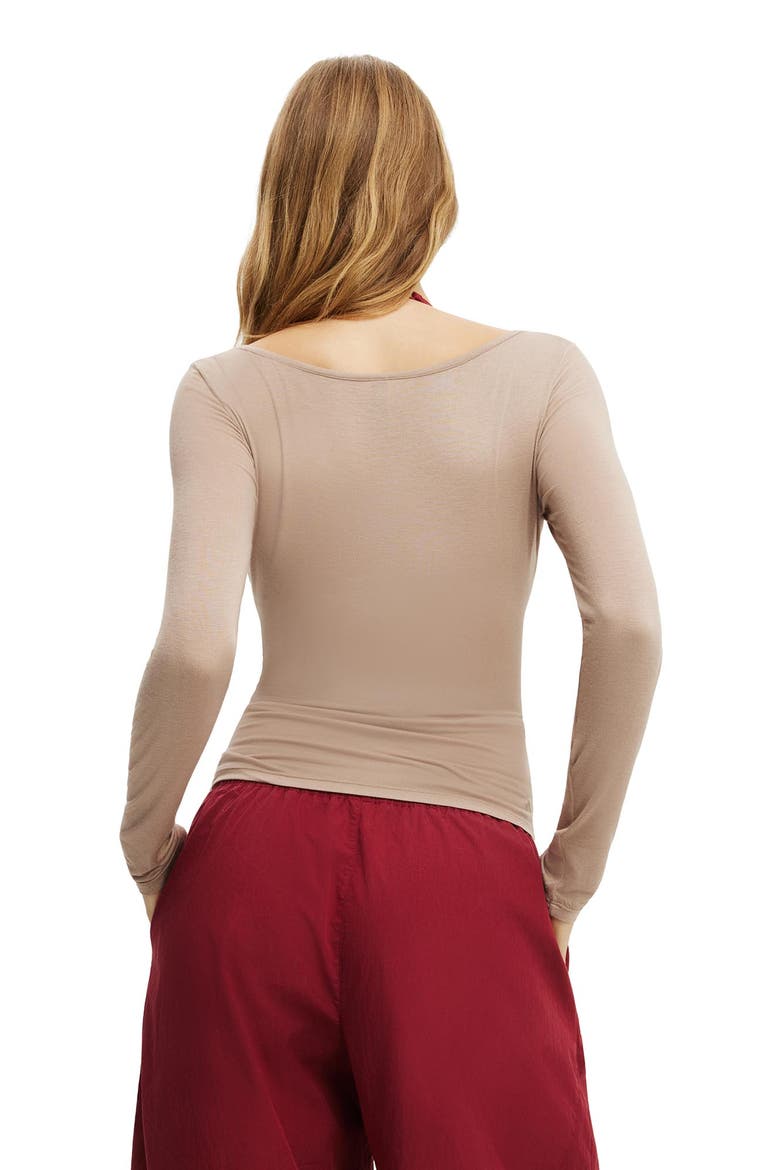Women's Active Sheer Boat Neck Longsleeve, Alternate, color, Latte