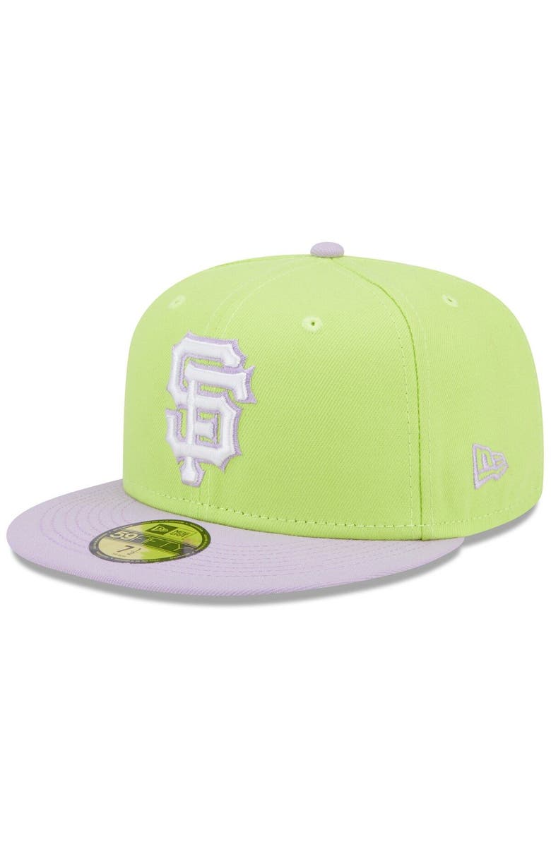 New Era Men's New Era Neon Green/Lavender San Francisco Giants Spring Color Two-Tone 59FIFTY Fitted Hat, Main, color, 