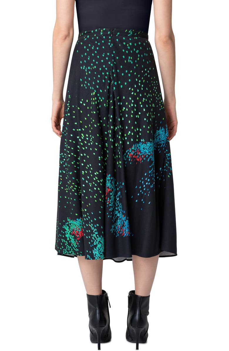 Akris punto Butterfly Print A-Line Midi Skirt, Alternate, color, Black-Multi