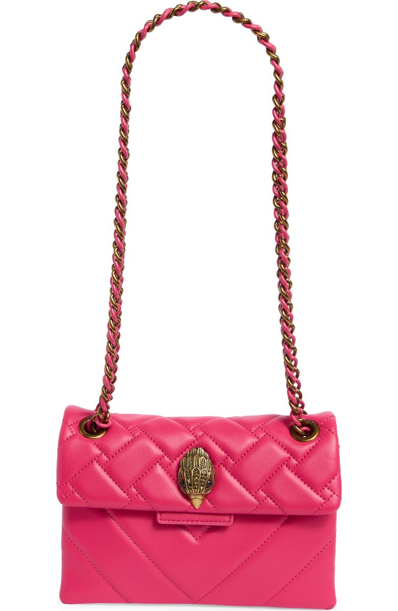 Kurt Geiger London Mini Kensington Quilted Convertible Shoulder Bag, Main, color, Pink Comb