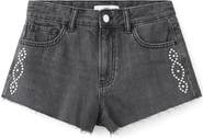MANGO TEEN Studded Denim Cutoff Shorts