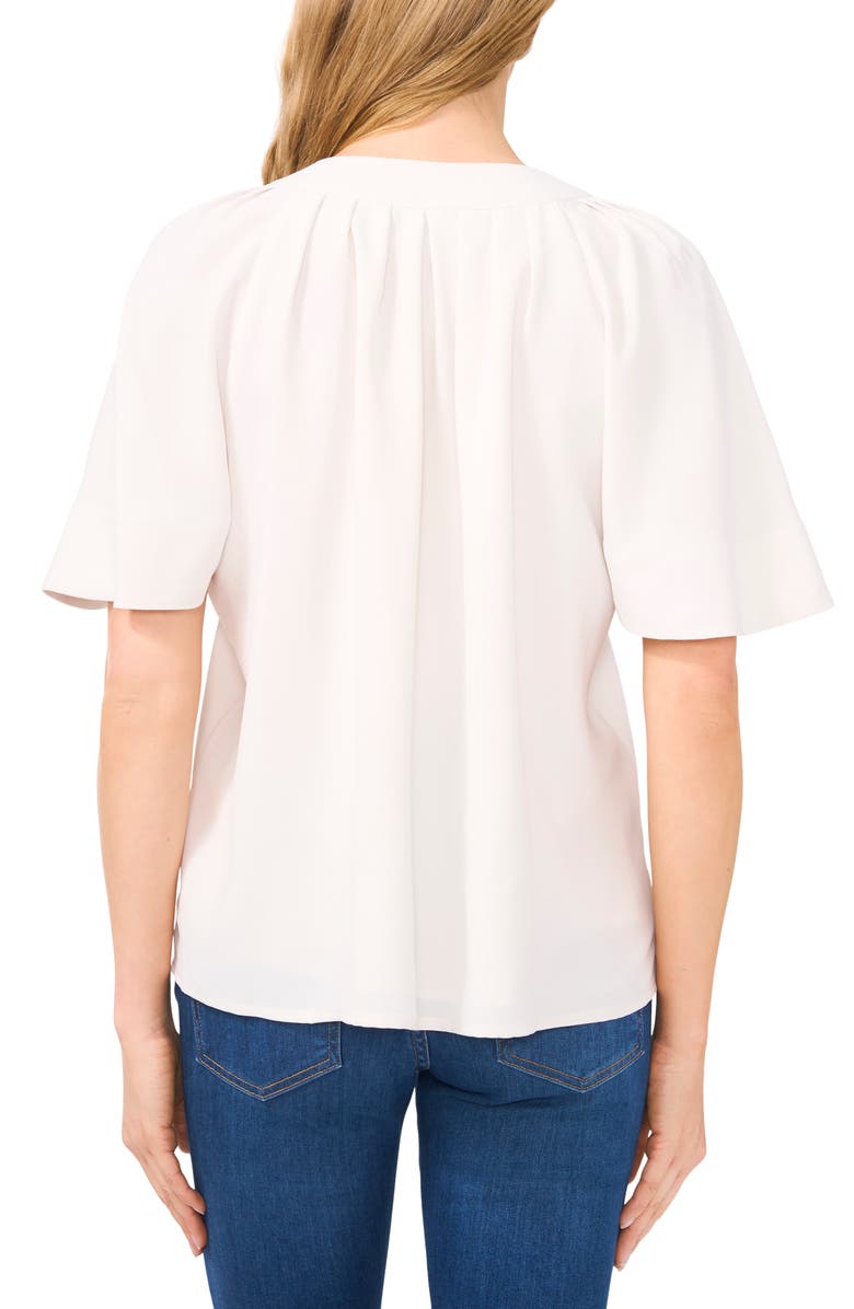 CeCe Flutter Sleeve Crepe Top, Alternate, color, New Ivory