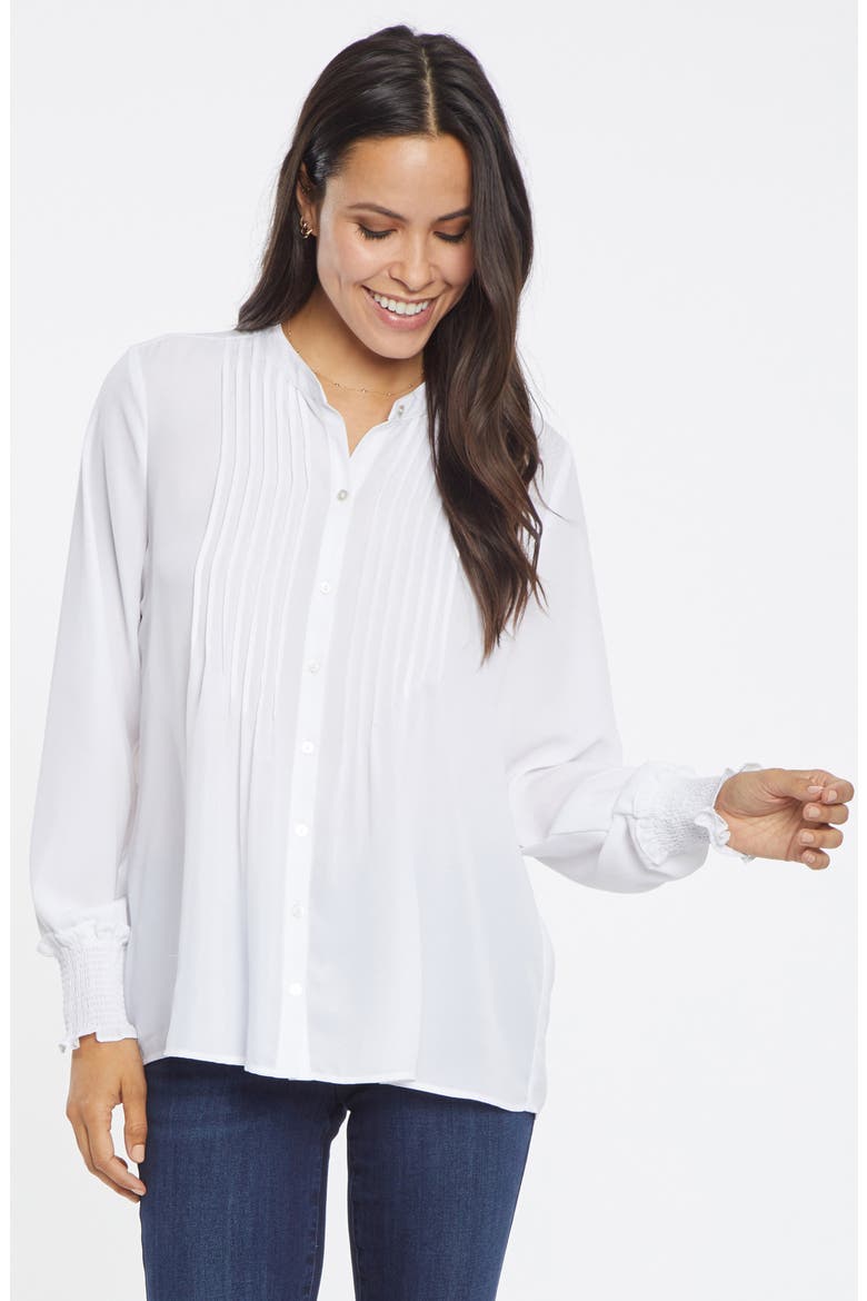 Pleated Peasant Blouse, Alternate, color, OPTIC WHITE