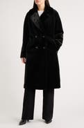 Bernardo Faux Fur Double Breasted Long Coat