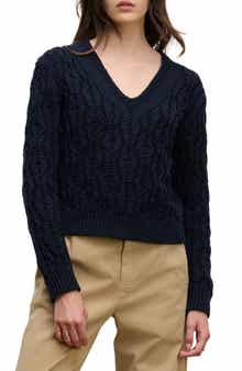 Joyce Cable Knit V-Neck Sweater