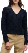 VELVET Joyce Cable Knit V-Neck Sweater
