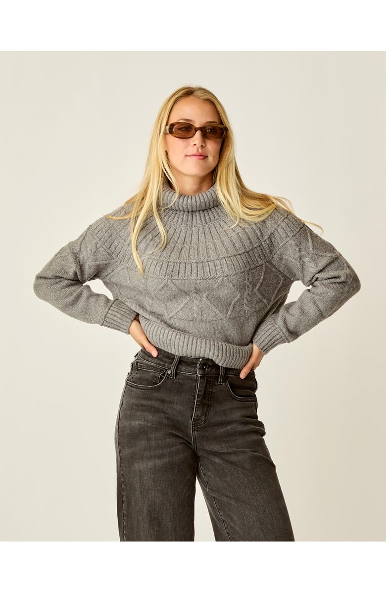 Carve Designs Neve Cable Turtleneck, Main, color, Pewter Heather