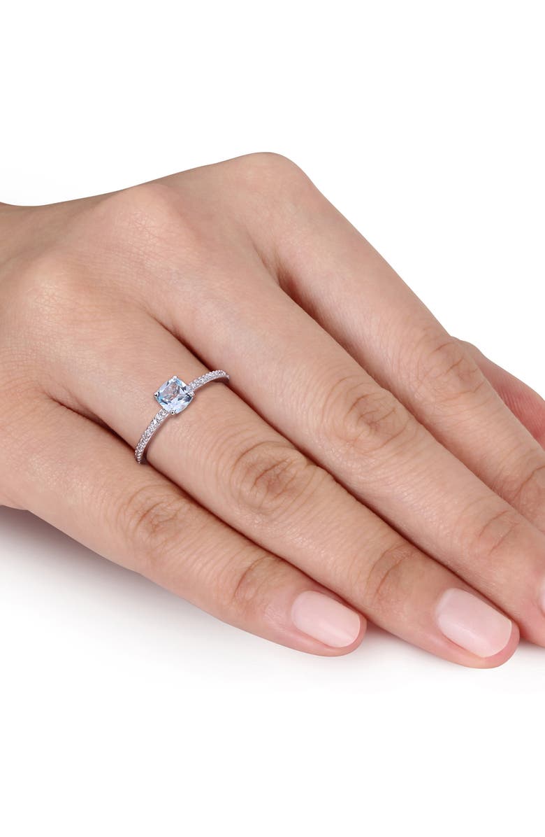DELMAR Cushion-Cut Sky Blue Topaz & Diamond Ring, Alternate, color, Blue
