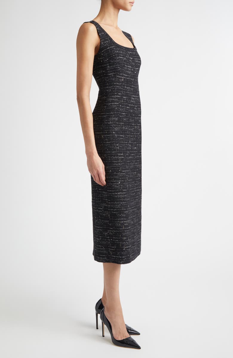 ST. JOHN Cannes Tweed Sleeveless Midi Dress, Alternate, color, Black Metallic Multi