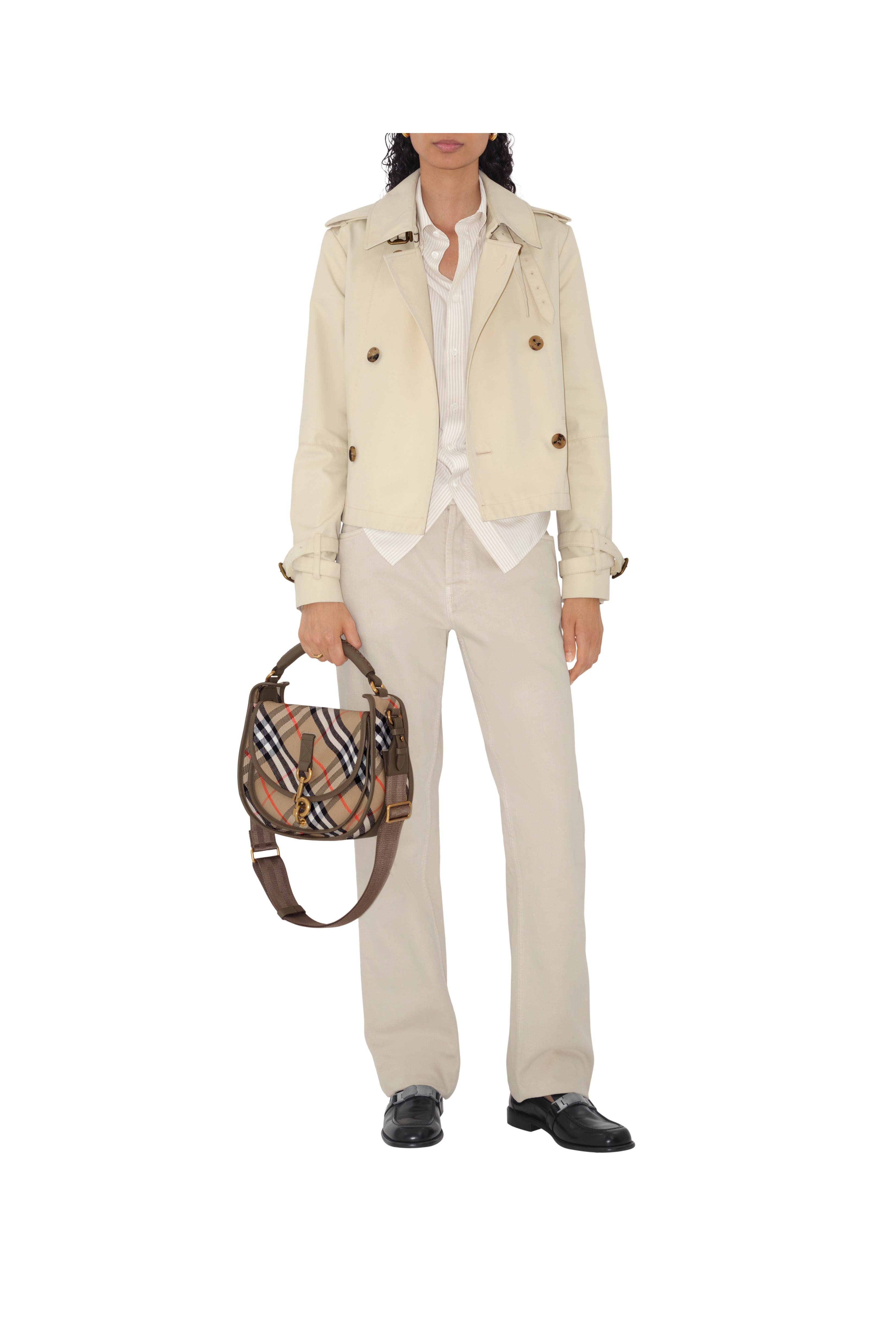 Burberry Small B Clip Messenger Bag, Alternate, color, Sand