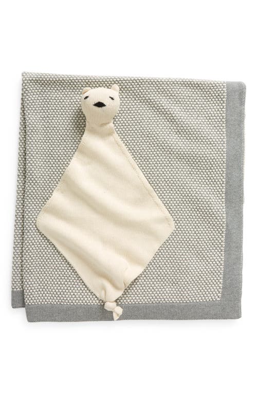 Pink Lemonade Bunny Organic Cotton Baby Blanket & Bear Lovey Set in Light Grey  product