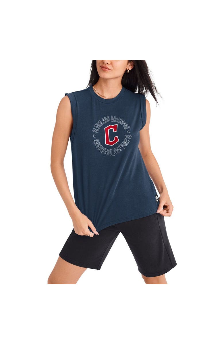 DKNY SPORT Women's DKNY Sport Navy Cleveland Guardians Madison Tri-Blend Tank Top, Main, color, 