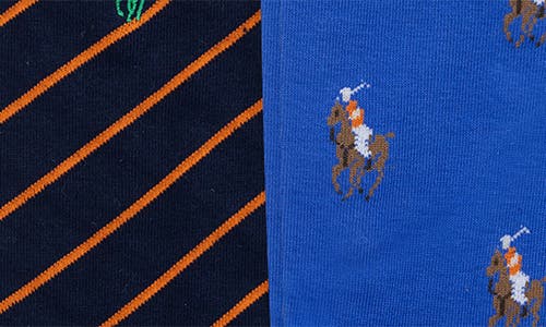 Polo Ralph Lauren Assorted 2-pack Pony Stripe Crew Socks In Blue