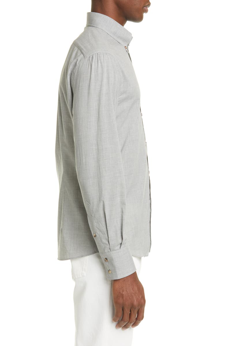 Brunello Cucinelli Slim Fit Mélange Button-Down Shirt, Alternate, color, 