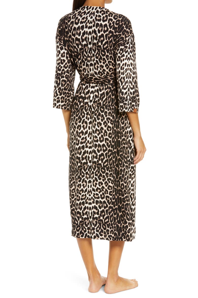 Animal Print Maternity/Nursing Robe, Alternate, color, BLACK AND TAN