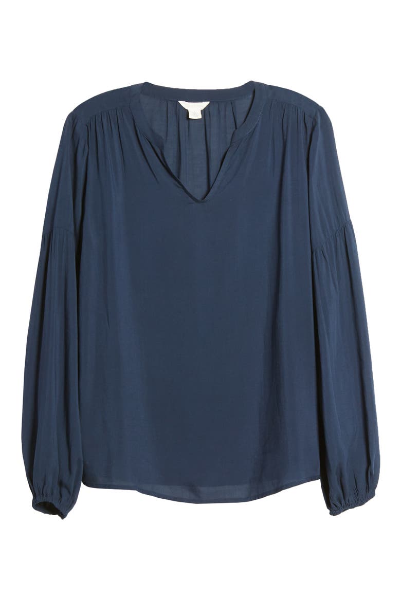 Split Neck Top, Alternate, color, NAVY PEACOAT