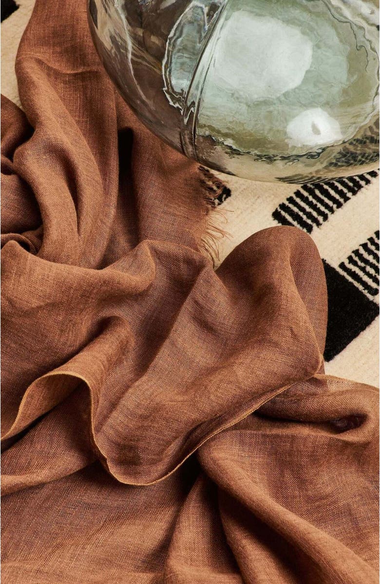 Studio Variously Hand Woven Linen Scarf, Alternate, color, Brown