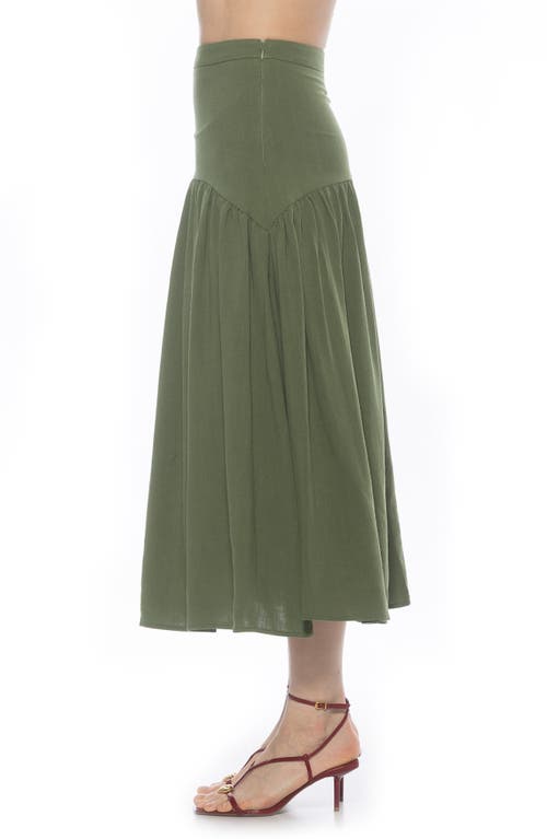Alexia Admor Michel High Waist Shirred Midi Skirt In Green