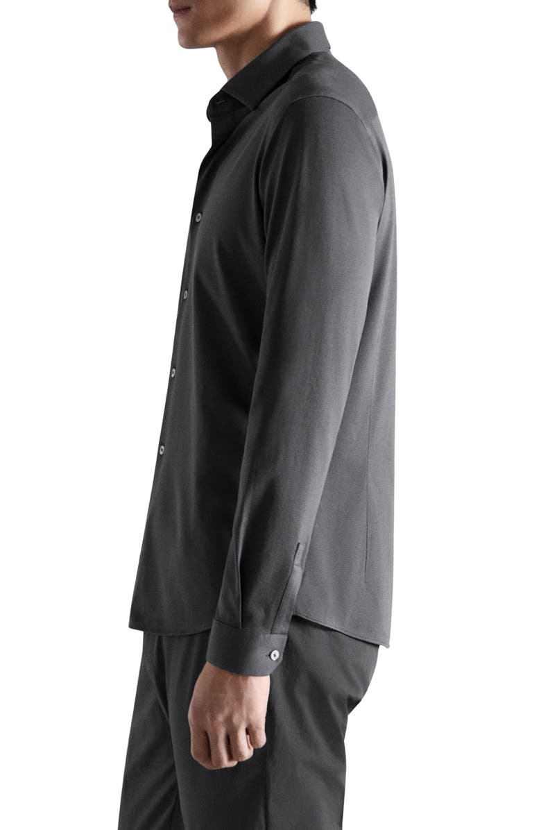 MANGO Slim Fit Cotton Blend Button-Up Shirt, Alternate, color, Charcoal