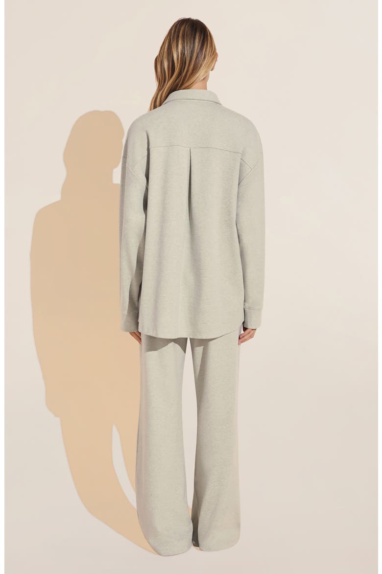Luxe Sweats Stretch Cotton Snap Shacket, Alternate, color, BOTANICAL ZEN GREEN