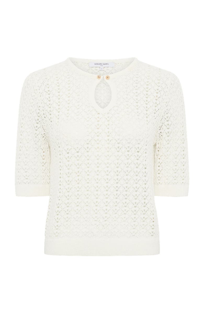 GERARD DAREL Lazare Keyhole Neck Crochet Knit Sweater, Alternate, color, Ecru