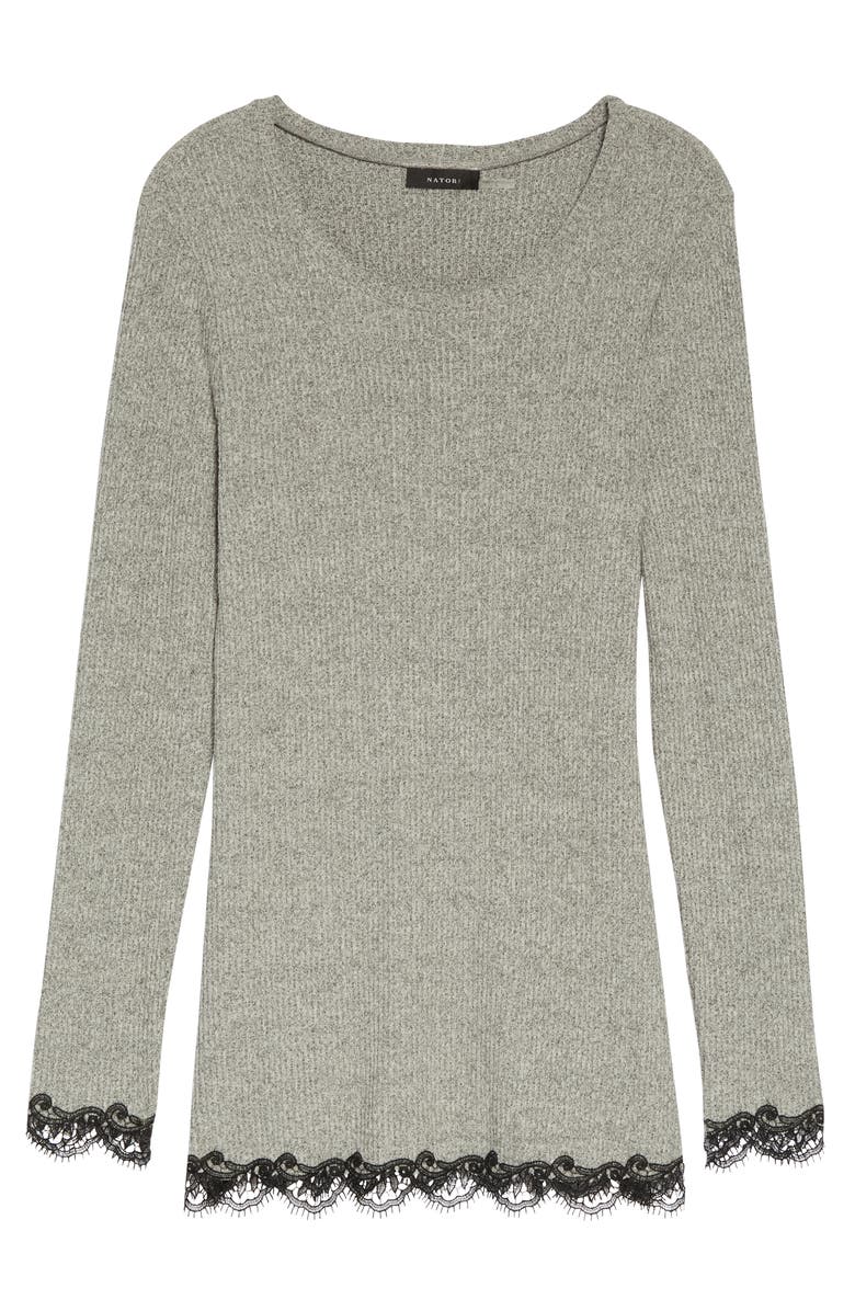 Natori Luxe Ulla Lace Trim Ribbed Top, Alternate, color, 