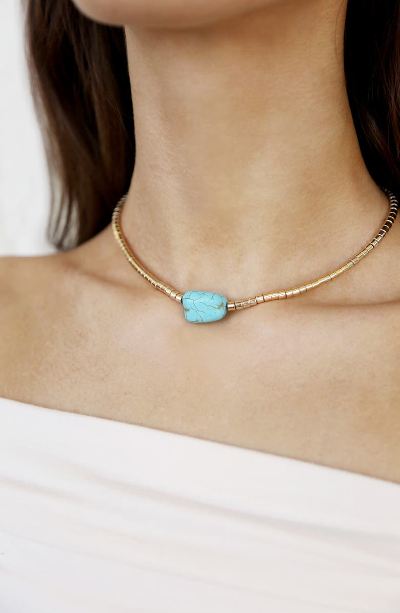 Ettika Turquoise Pendant Bead Necklace, Alternate, color, Turquoise